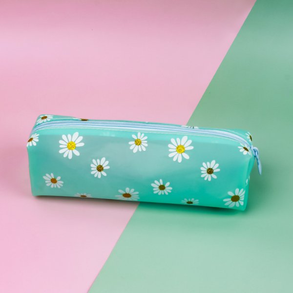 Transparent Tpv Girl Cosmetics Daisy Storage Bag Student Pencil Case