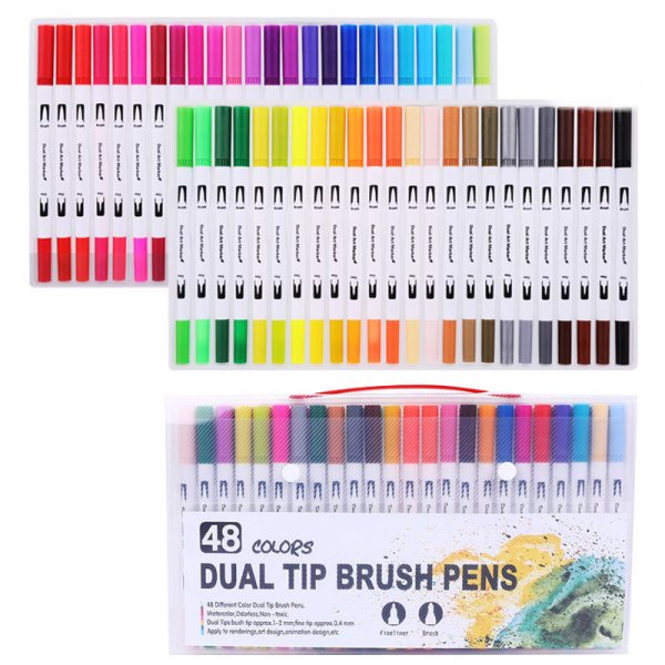 Soft-tip Watercolor Pen Double-headed Marker Pen Set For Children's Kindergarten Dual-purpose Thickness