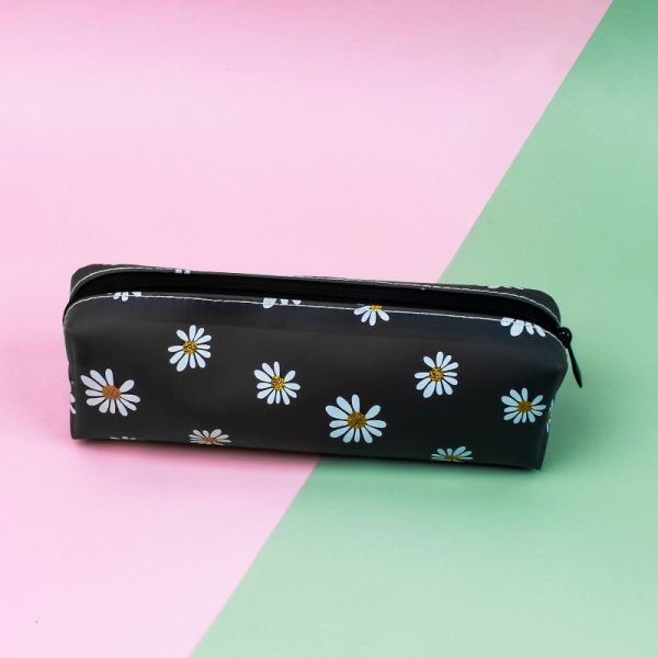 Transparent Tpv Girl Cosmetics Daisy Storage Bag Student Pencil Case