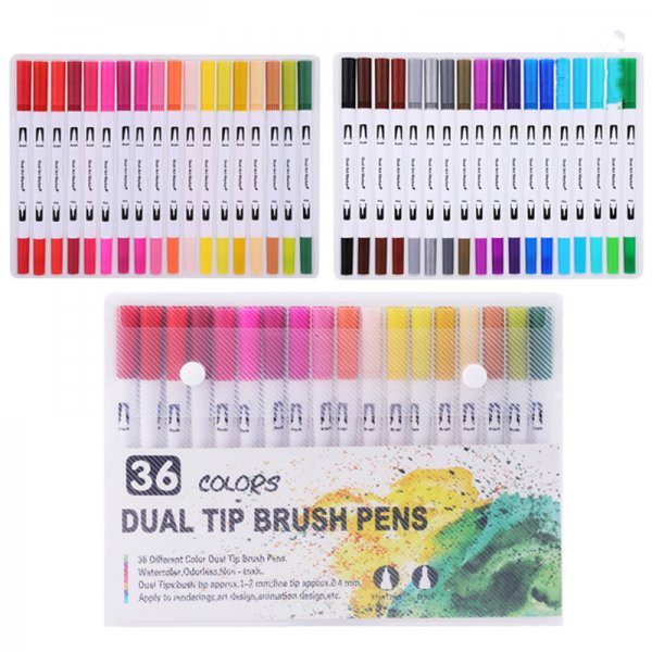 Soft-tip Watercolor Pen Double-headed Marker Pen Set For Children's Kindergarten Dual-purpose Thickness