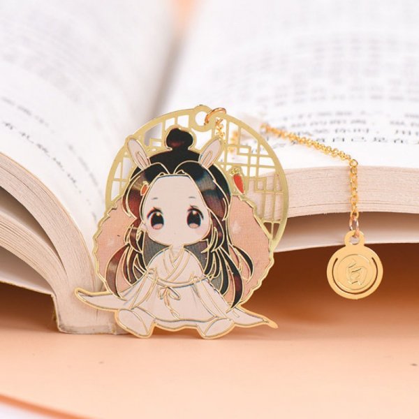 Anime Peripheral Metal Cartoon Hollowed Out Tassel Bookmark