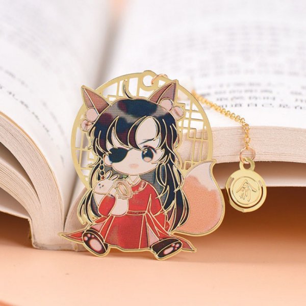 Anime Peripheral Metal Cartoon Hollowed Out Tassel Bookmark